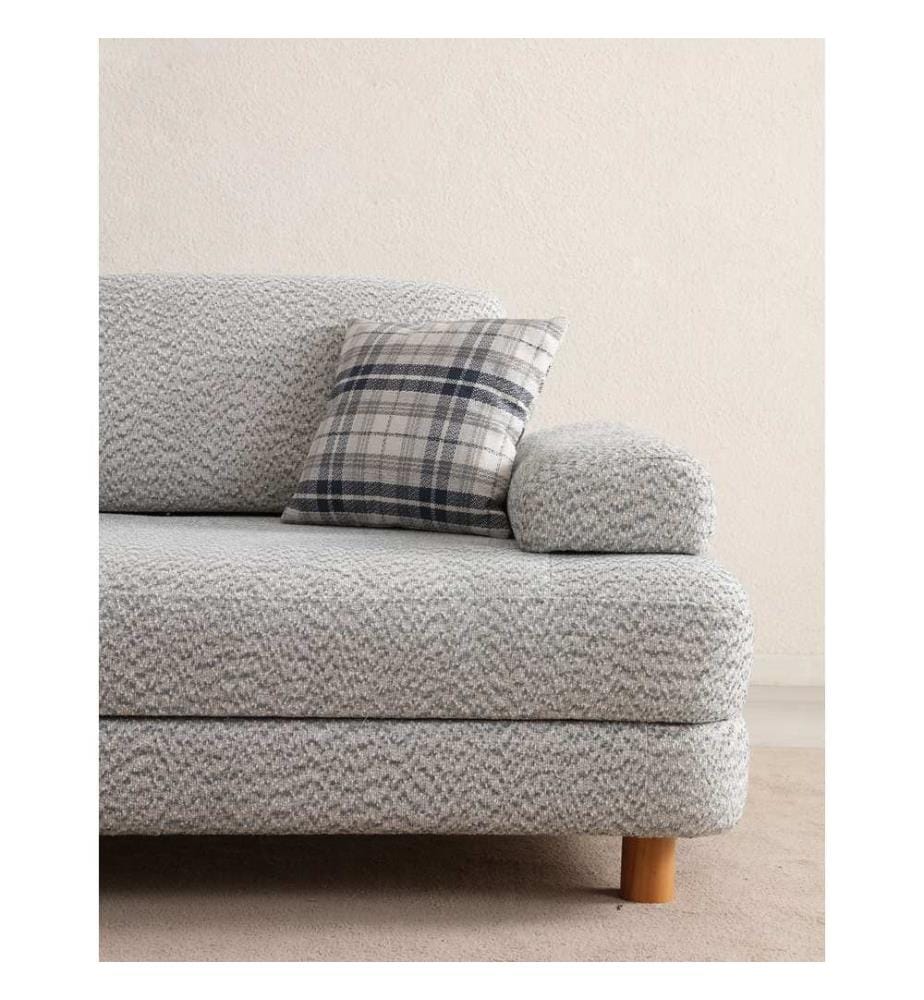 3-Seat Sofa-Bed, Cream, Blue, Frame: WOOD / CHIPBOARD