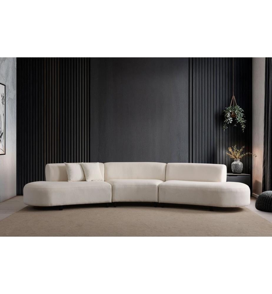 Ecksofa, Cremefarben, Gestell: BUCHENHOLZ / SPANPLATTE