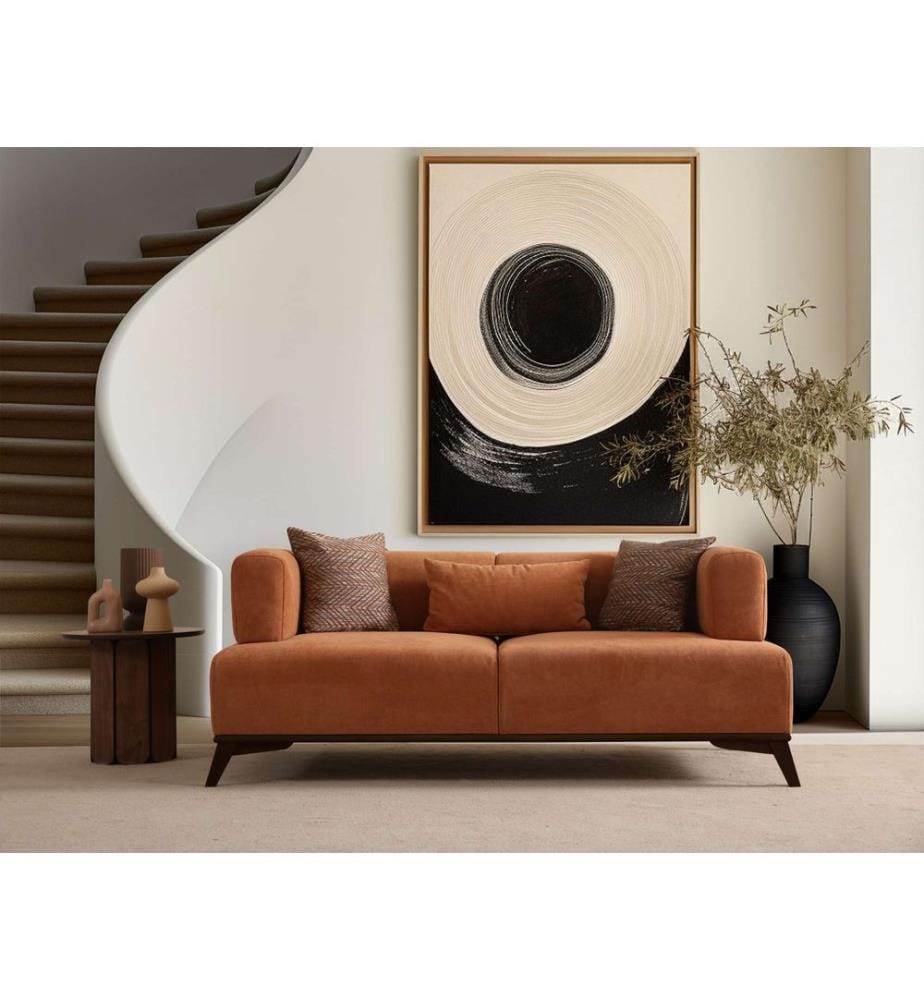 Orange, Schwarz, Gestell: Holz & Spanplatte, 2-Sitzer-Sofa