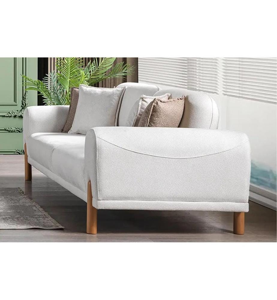 Creme, Gestell: 70 % HORNBEAM / 30 % MELAMINBESCHICHTETE SPANPLATTE, 3-Sitzer-Schlafsofa