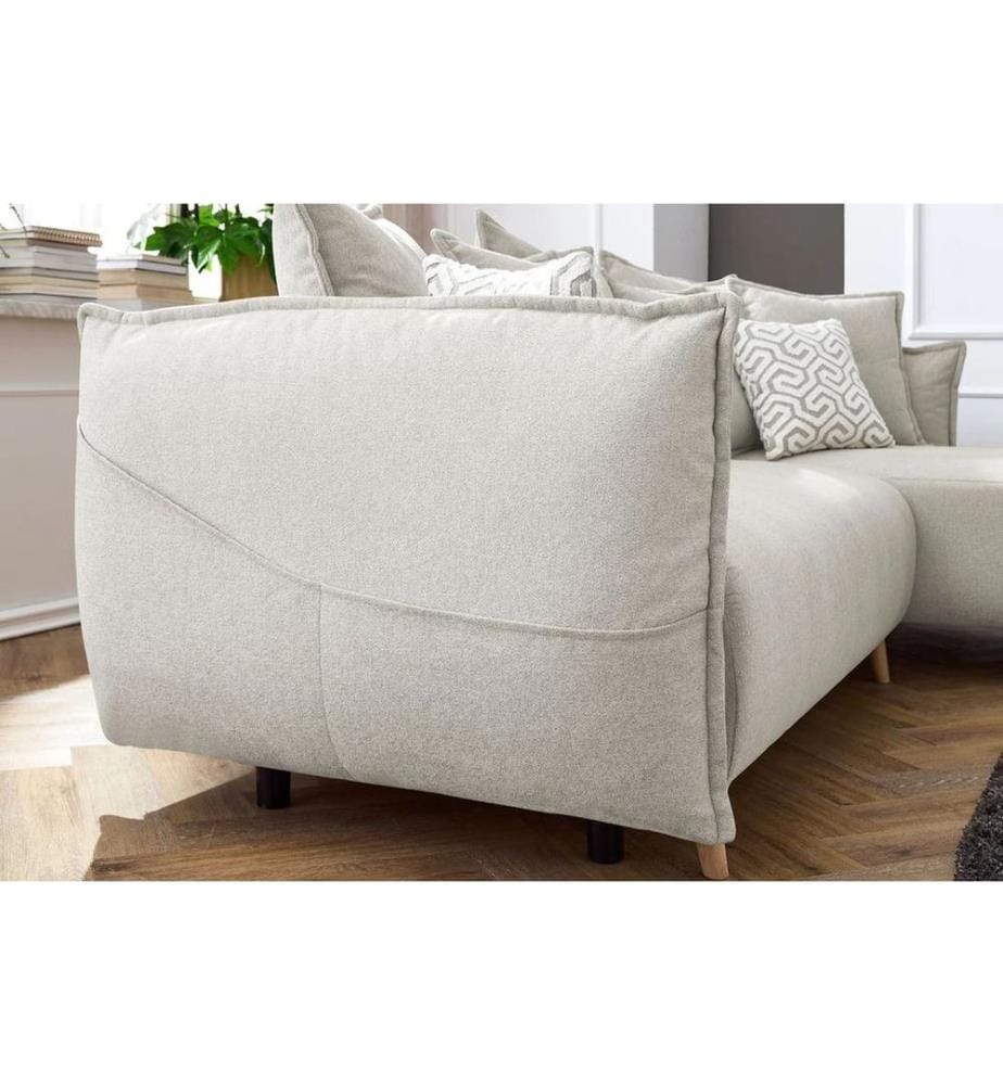Divano letto angolare, crema, struttura: 70% FRASSINO / 30% TRIBRIGLIA RIVESTITA IN MELAMMINA