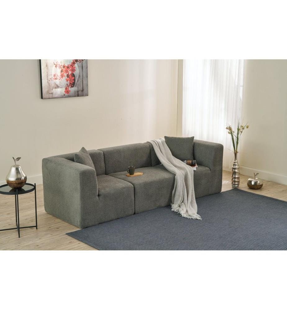 Canapé 3 places, gris, tissu : 100 % CHENILLE