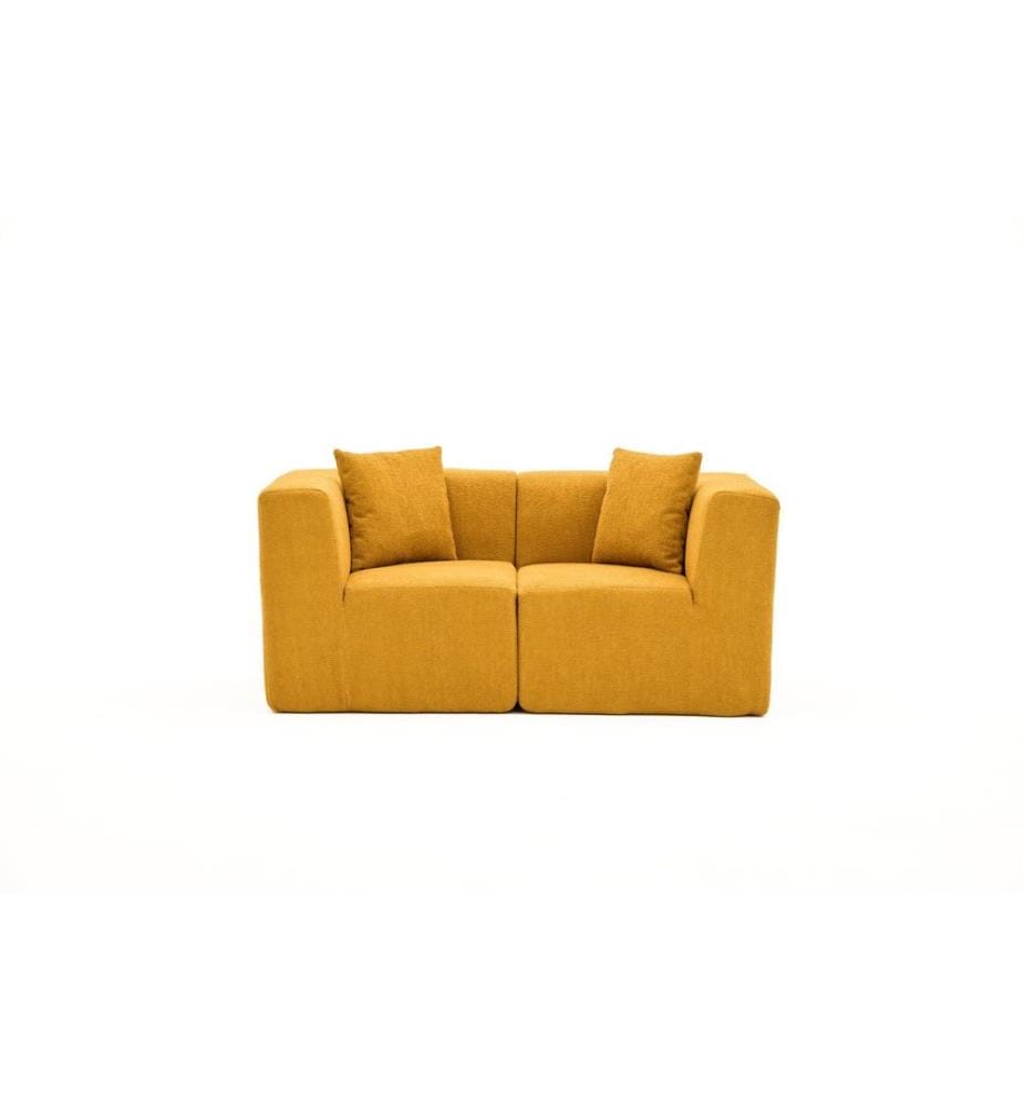 Canapé 2 places, orange, tissu : 100 % CHENILLE