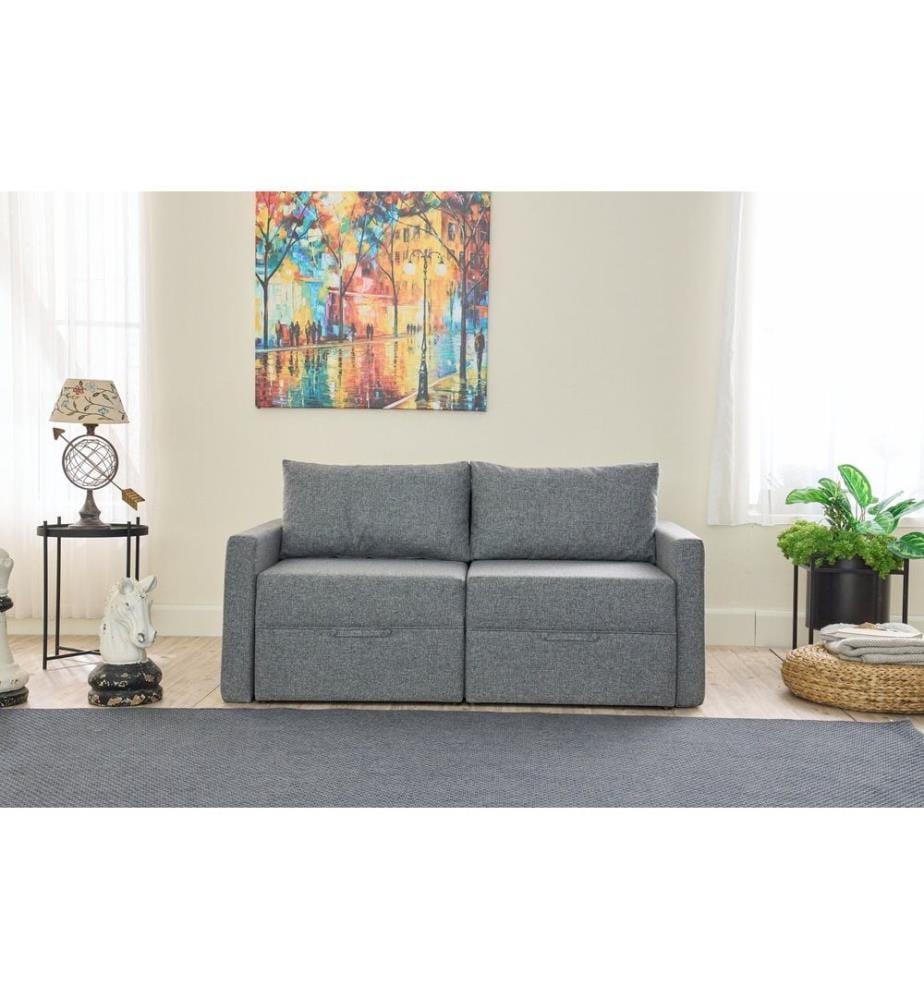 grau, Gestell: 100 % TANNENHOLZ, 2-Sitzer-Schlafsofa