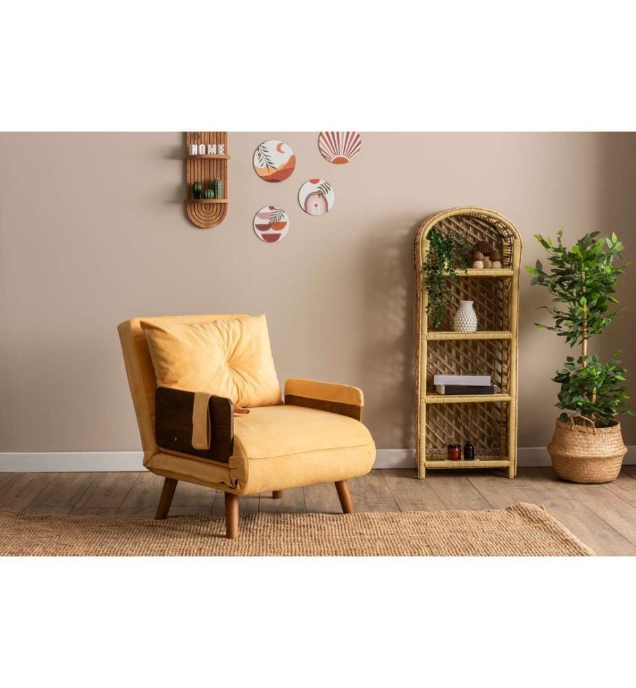 Divano letto a 1 posto, senape, struttura: 100% METALLO