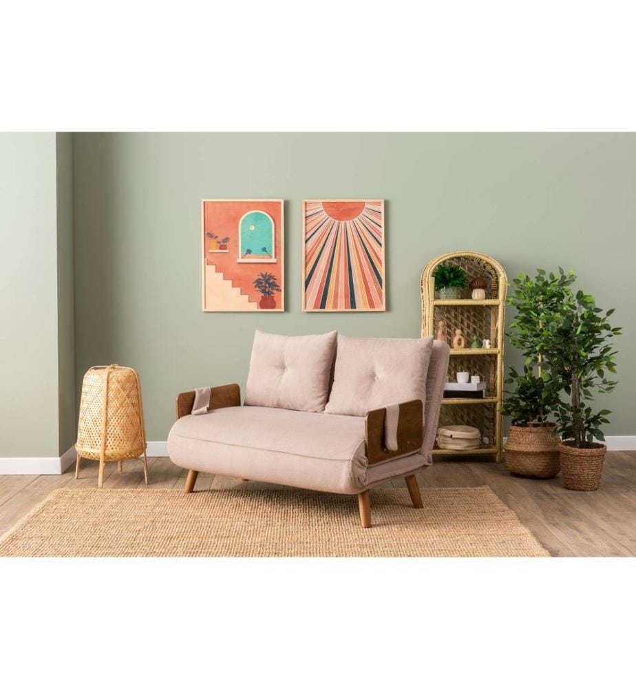 2-Seat Sofa-Bed, Mink, Frame: 100% METAL