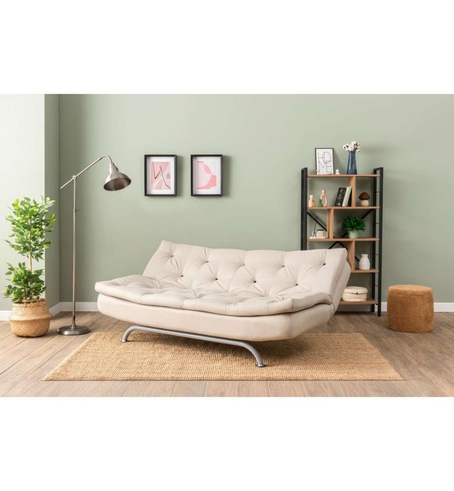 Divano letto a 3 posti, beige, struttura: 100% METALLO