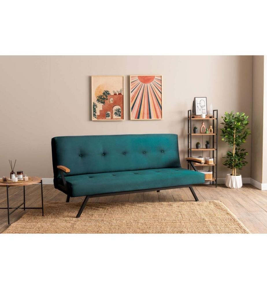 3-Seat Sofa-Bed, Petrol Green, Frame: 100% METAL
