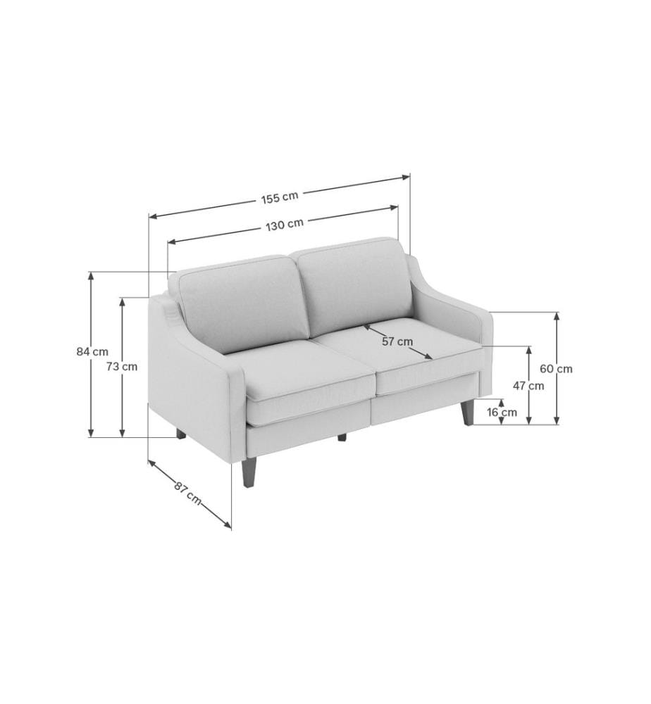 2-Seat Sofa, Obsidian, Walnut, Frame: 100% STEEL