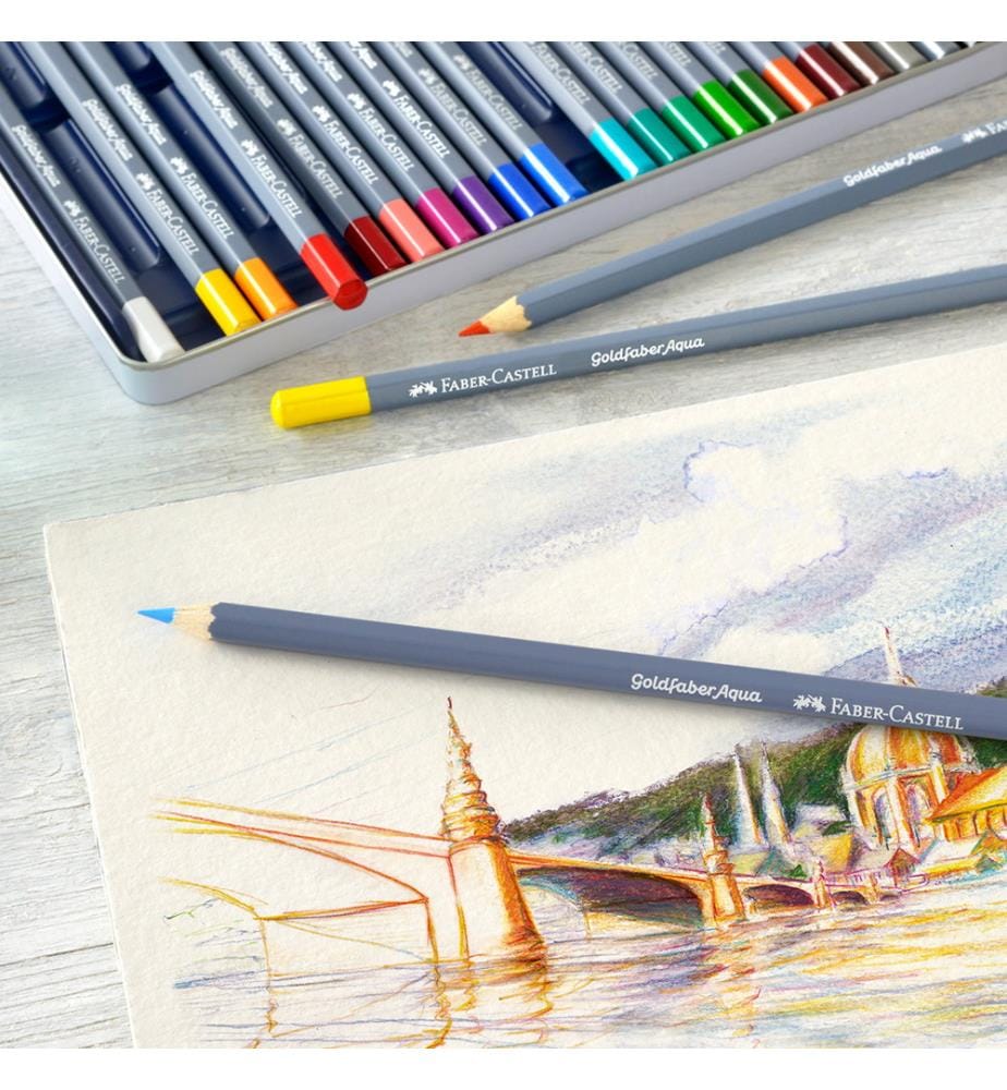 Matita acquerellabile Goldfaber Aqua, scatola di metallo da 36 pezzi