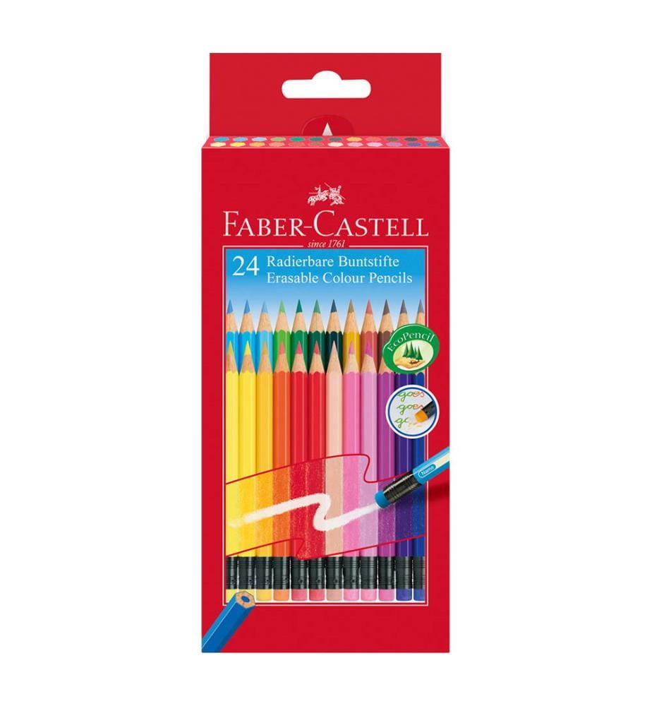 FABER-CASTELL - Crayons de couleur effaçables étui 24 Pcs