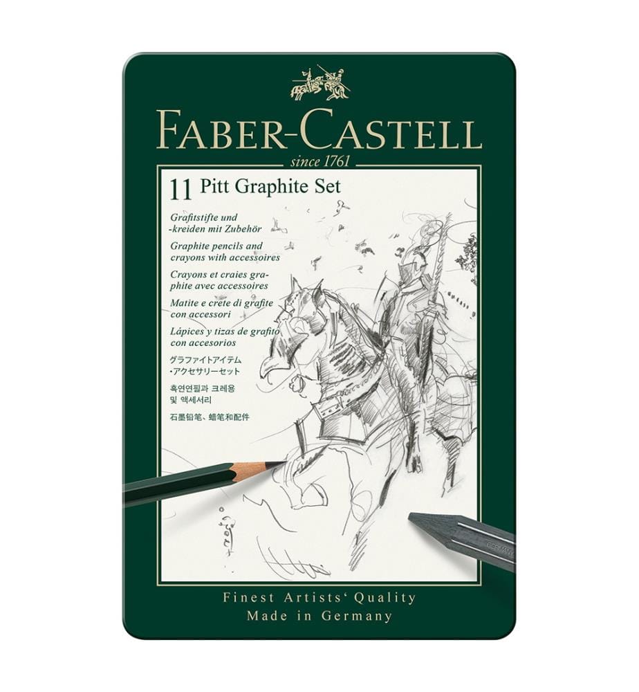 Set de Crayons Pitt Graphite, Boîte Métal de 11 Pcs