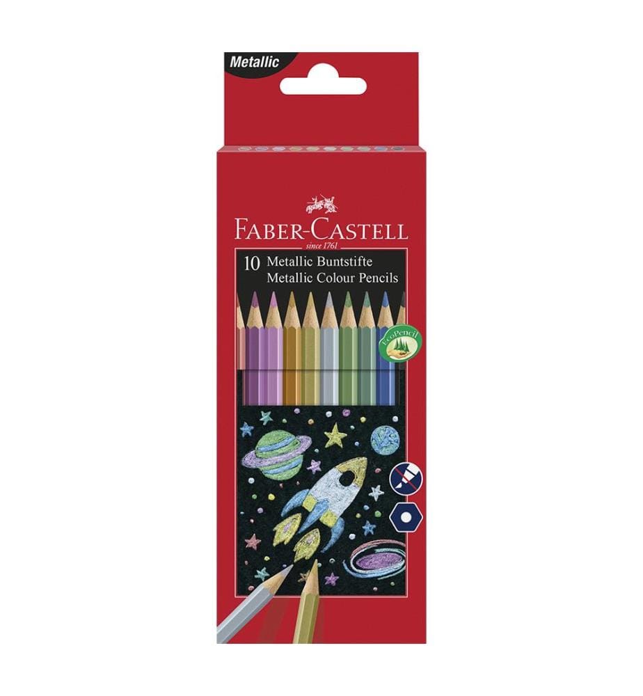 Etui mit 10 sechseckigen Metallfarbstiften