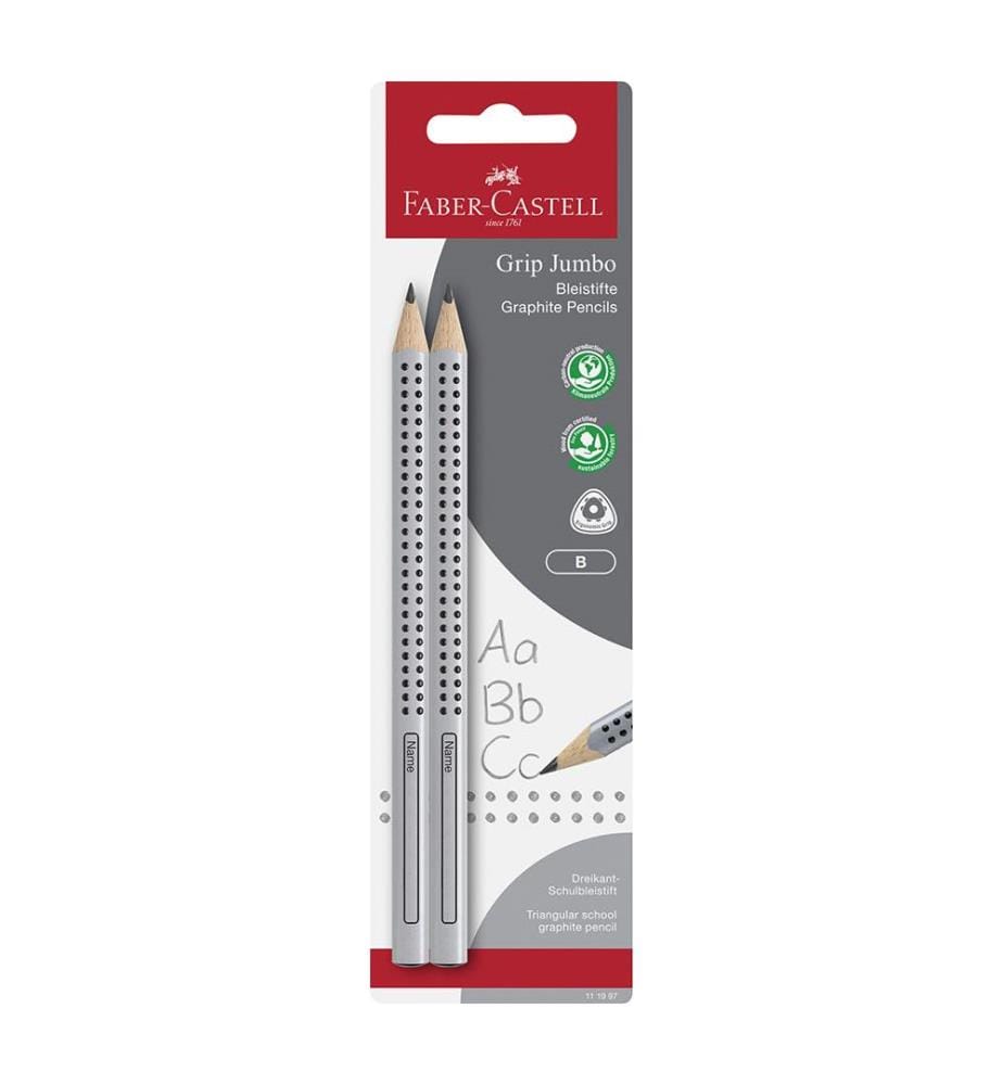 Graphitstift Jumbo Grip - B - Silber - 2 Stk.