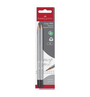 Crayon graphite Grip 2001 pointe caoutchouc - B - argent - 2 pces