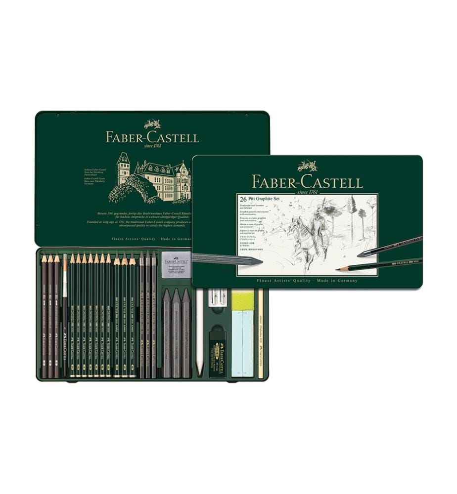 Set de Crayons Pitt Graphite, Boîte Métal de 26 Pièces