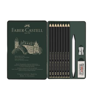 Set de crayons Pitt Graphite Matt, boîte métal de 11 pièces