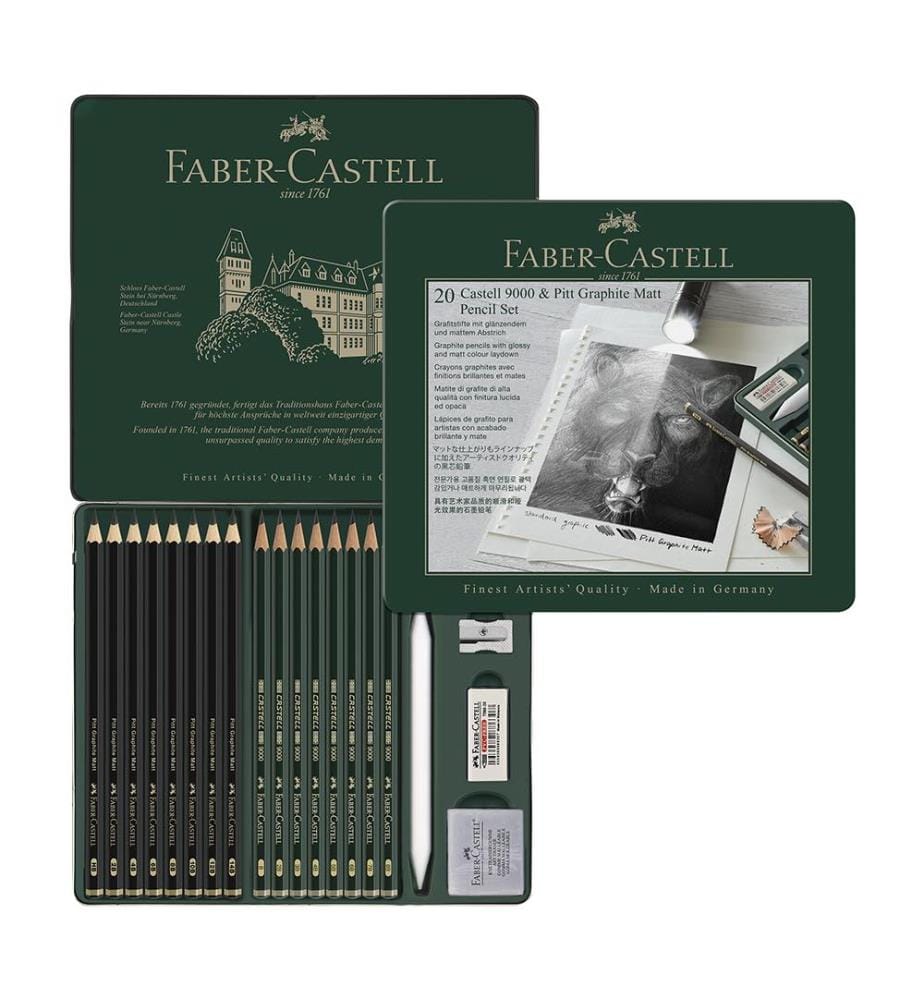 Set Pitt Graphite Matt & Castell 9000, 20tlg.
