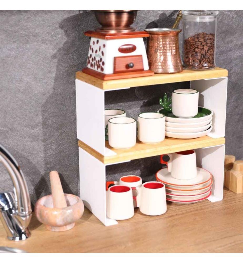 Kitchen Organizer, White, Metal (Thickness: 1,2 Mm), Pine Wood (Thickness: 20 Mm)