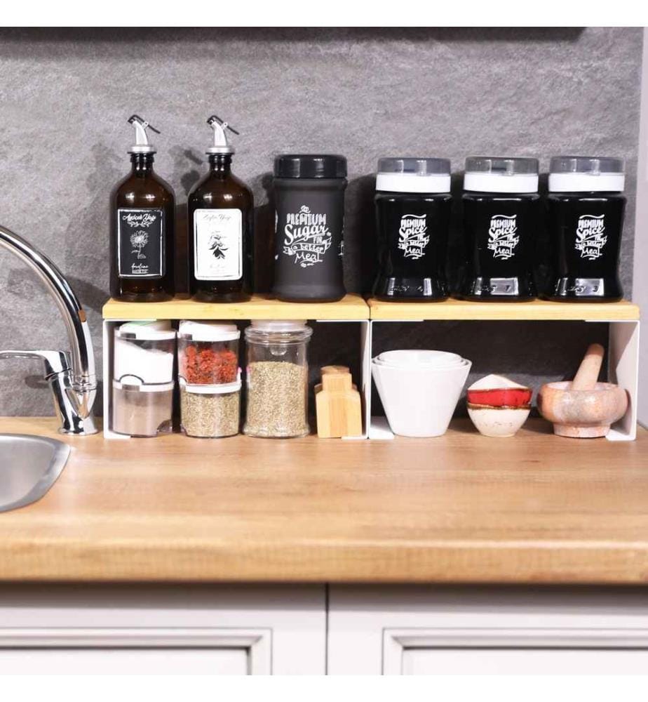 Kitchen Organizer, White, Metal (Thickness: 1,2 Mm), Pine Wood (Thickness: 20 Mm)