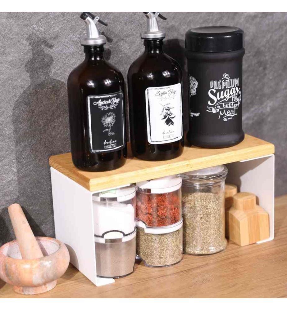 Kitchen Organizer, White, Metal (Thickness: 1,2 Mm), Pine Wood (Thickness: 20 Mm)