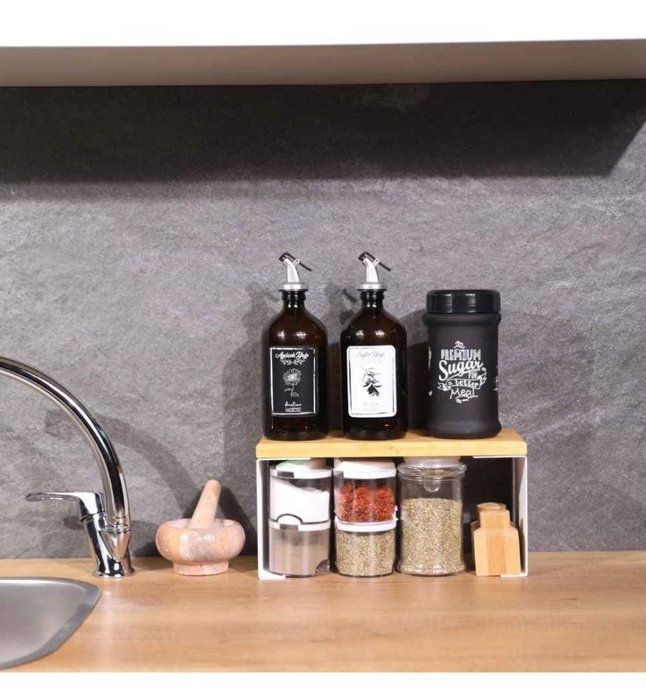 Kitchen Organizer, White, Metal (Thickness: 1,2 Mm), Pine Wood (Thickness: 20 Mm)