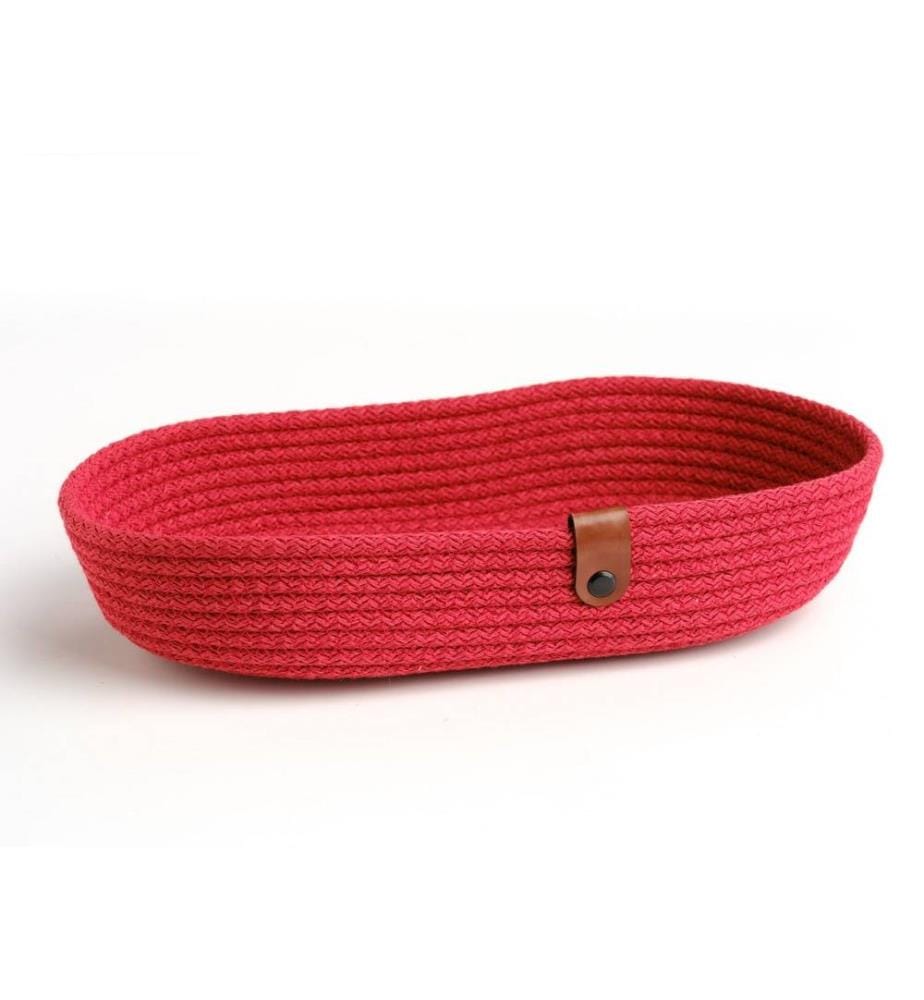 Cotton Bread Basket Set, 3 Pieces, Red, 100% Cotton Jute Rope, Handmade