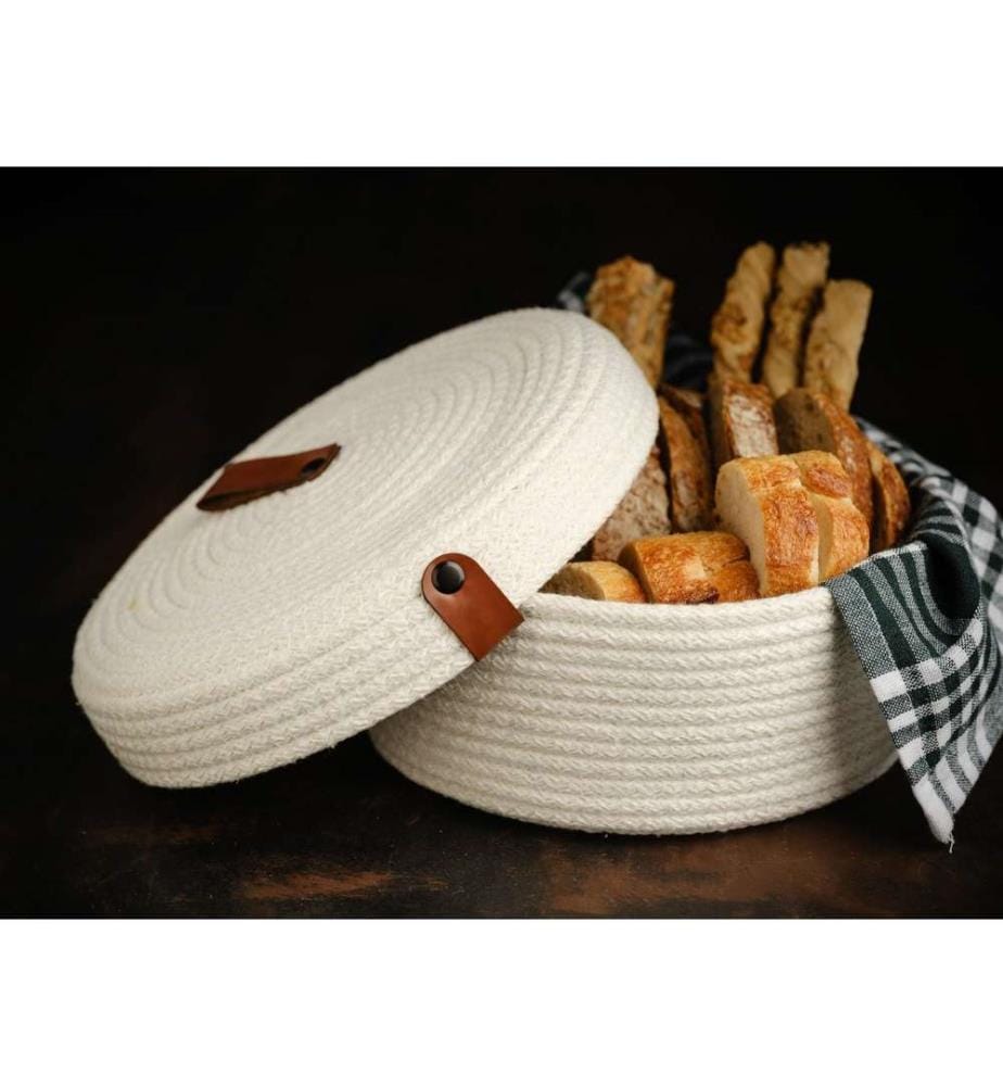 Baumwollkorb-Set, 6-teilig, Ecru, 100% Baumwoll-Jute-Seil, handgefertigt