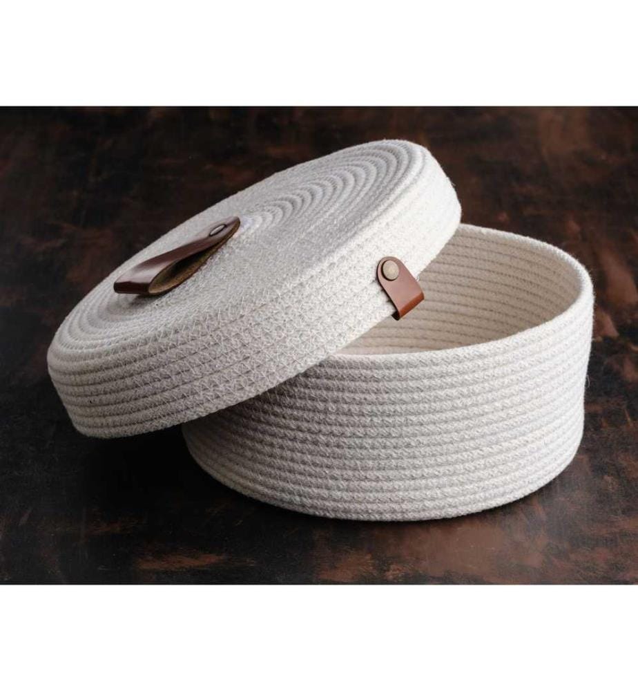 Baumwollkorb-Set, 6-teilig, Ecru, 100% Baumwoll-Jute-Seil, handgefertigt