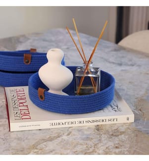 Baumwoll-Tablett-Set, 3 Teile, blau, 100% Baumwoll-Jute-Seil, handgefertigt