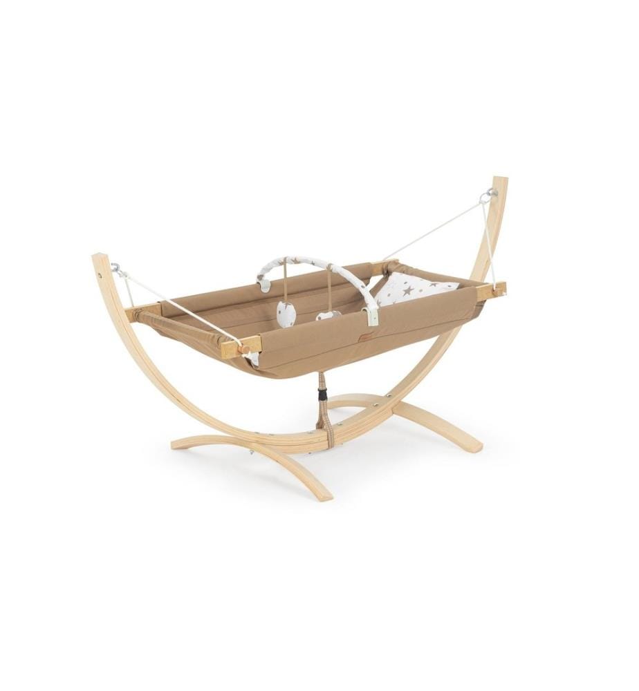 Hamac pour bébé, marron, hêtre, tissu de lin