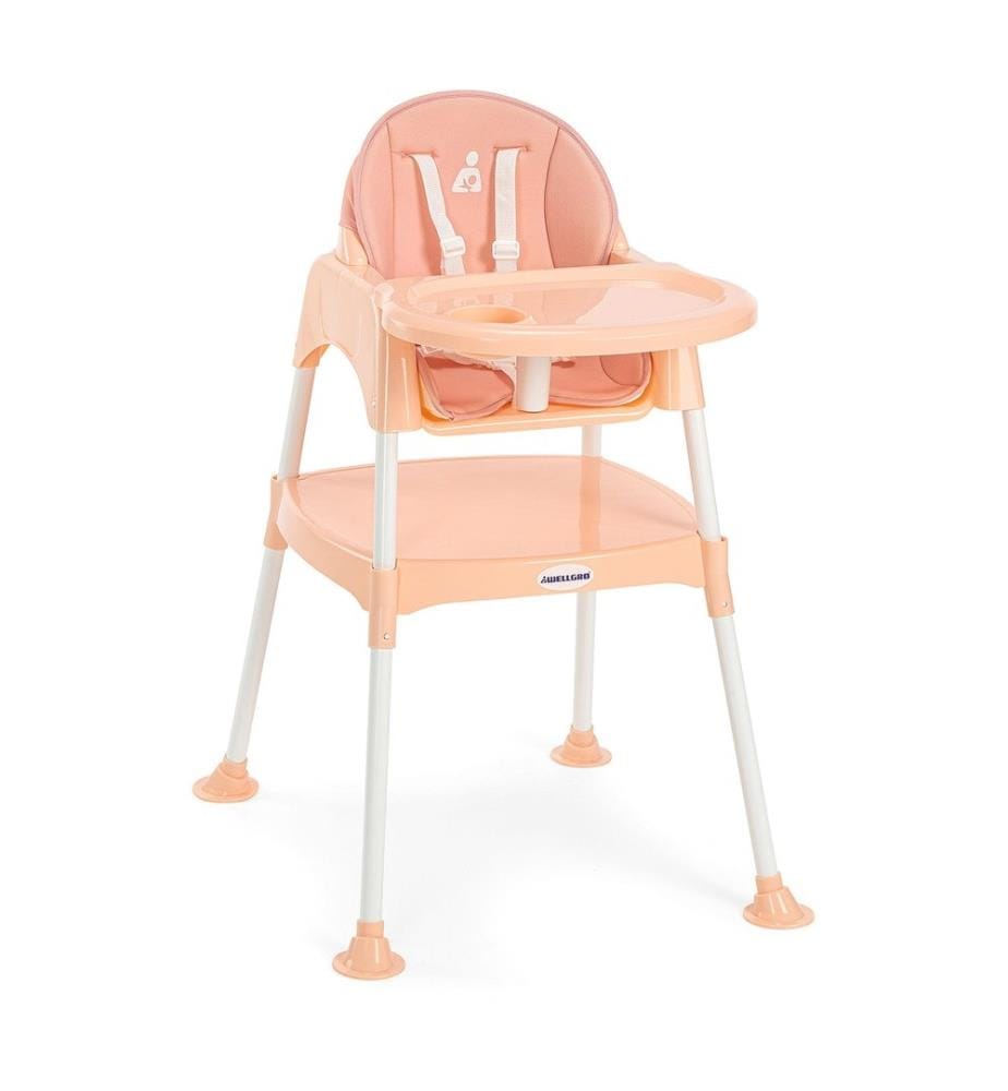 Chaise de bébé, saumon, plastique, coussin en coton et polyester