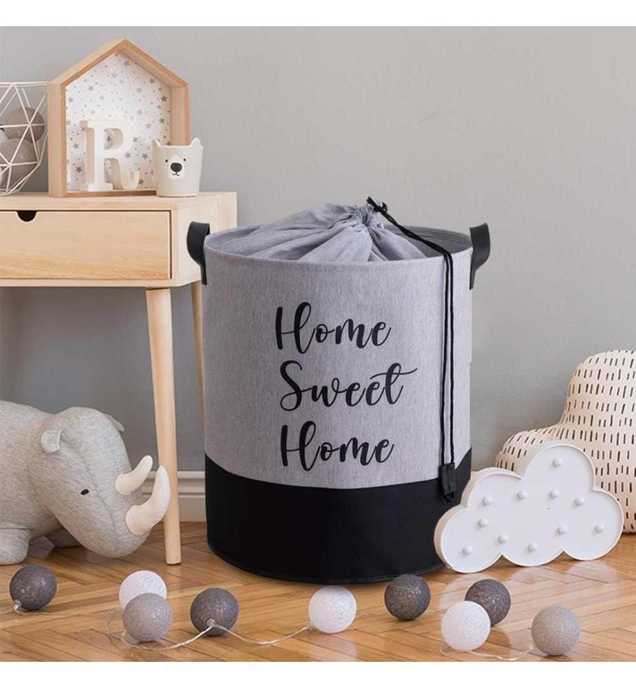 Cestino in feltro, grigio, nero, 70% poliestere - 30% cotone
