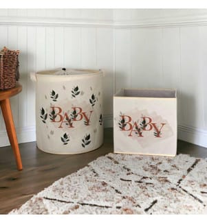 Set di cesti in feltro, 2 pezzi, crema, 70% poliestere - 30% cotone