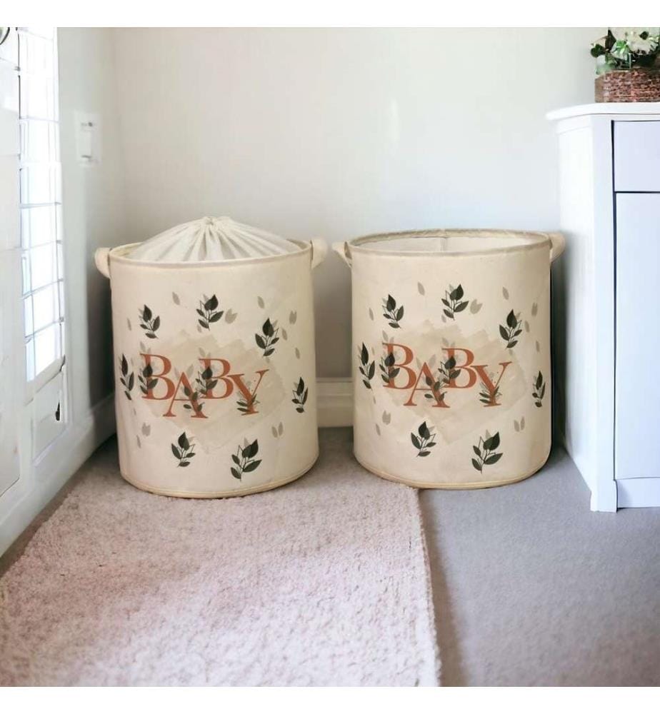 Felt Basket Set, 2 Pieces, Cream, 70% Polyester - 30% Cotton