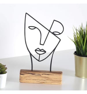 Oggetto decorativo, Nero, Metallo, Base in legno