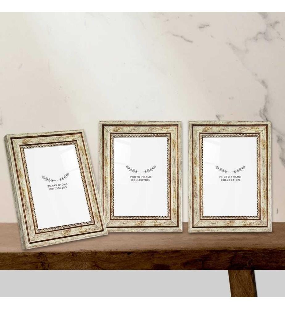 Cadre photo, 3 pièces, marron, plastique