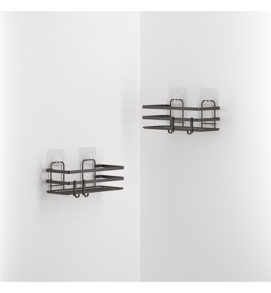 Badezimmer-Organizer-Set, 2 Stück, schwarz, 100% Metall