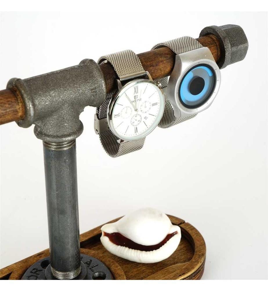 Organisateur de stand de bijoux, noyer, argent, 100% bois, cadre : 100% métal