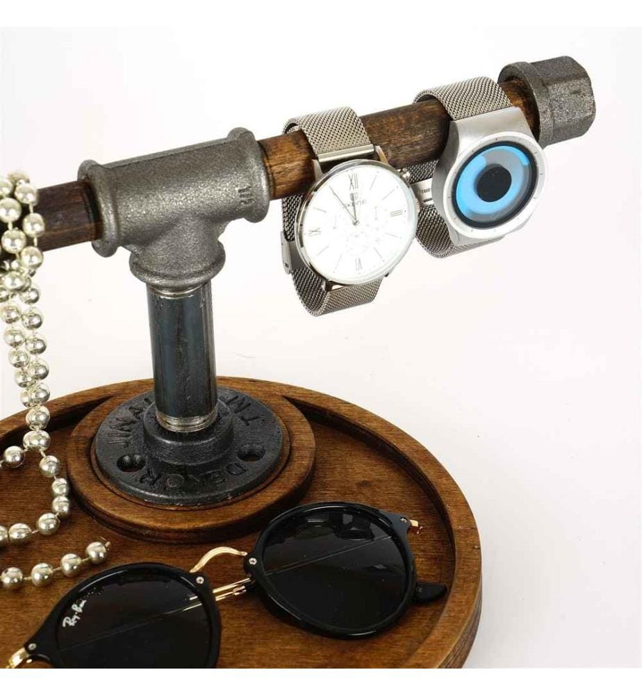 Jewellery Stand Organizer, Walnut, Silver, 100% Wooden, Frame: 100% Metal