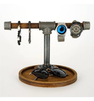 Schmuckständer Organizer, Nussbaum, Silber, 100% Holz, Rahmen: 100% Metall