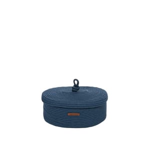 Scatola decorativa, Blu marino, Cotone, Fatto a mano