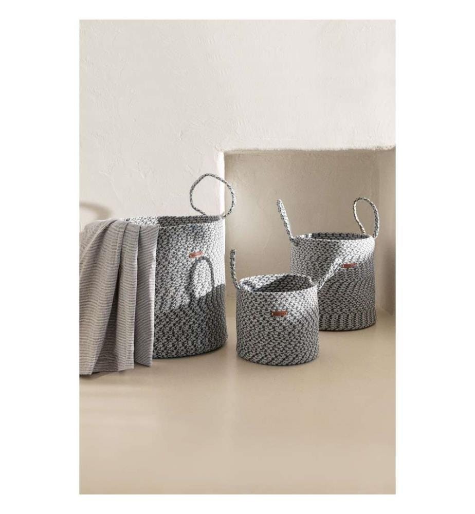 Boîte décorative, gris anthracite, coton, fait main