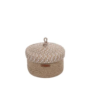 Scatola decorativa, Beige naturale, Cotone, Fatto a mano