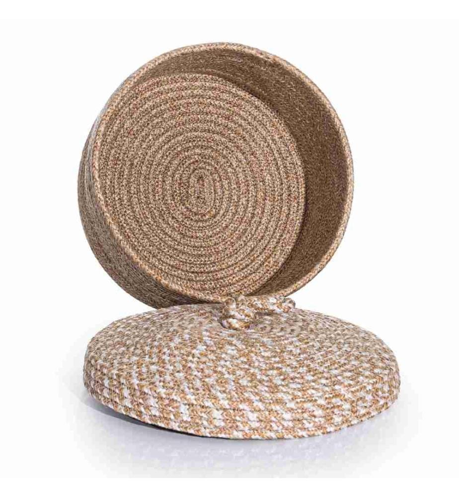 Dekorative Box, Natürliches Beige, Baumwolle, Handarbeit