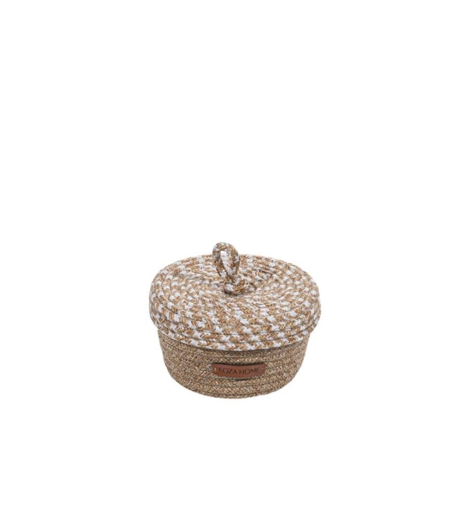 Dekorative Box, Natürliches Beige, Baumwolle, Handarbeit