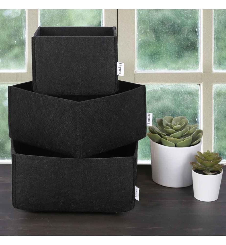 Schreibtisch-Organizer-Set, 3 Teile, schwarz, Filz