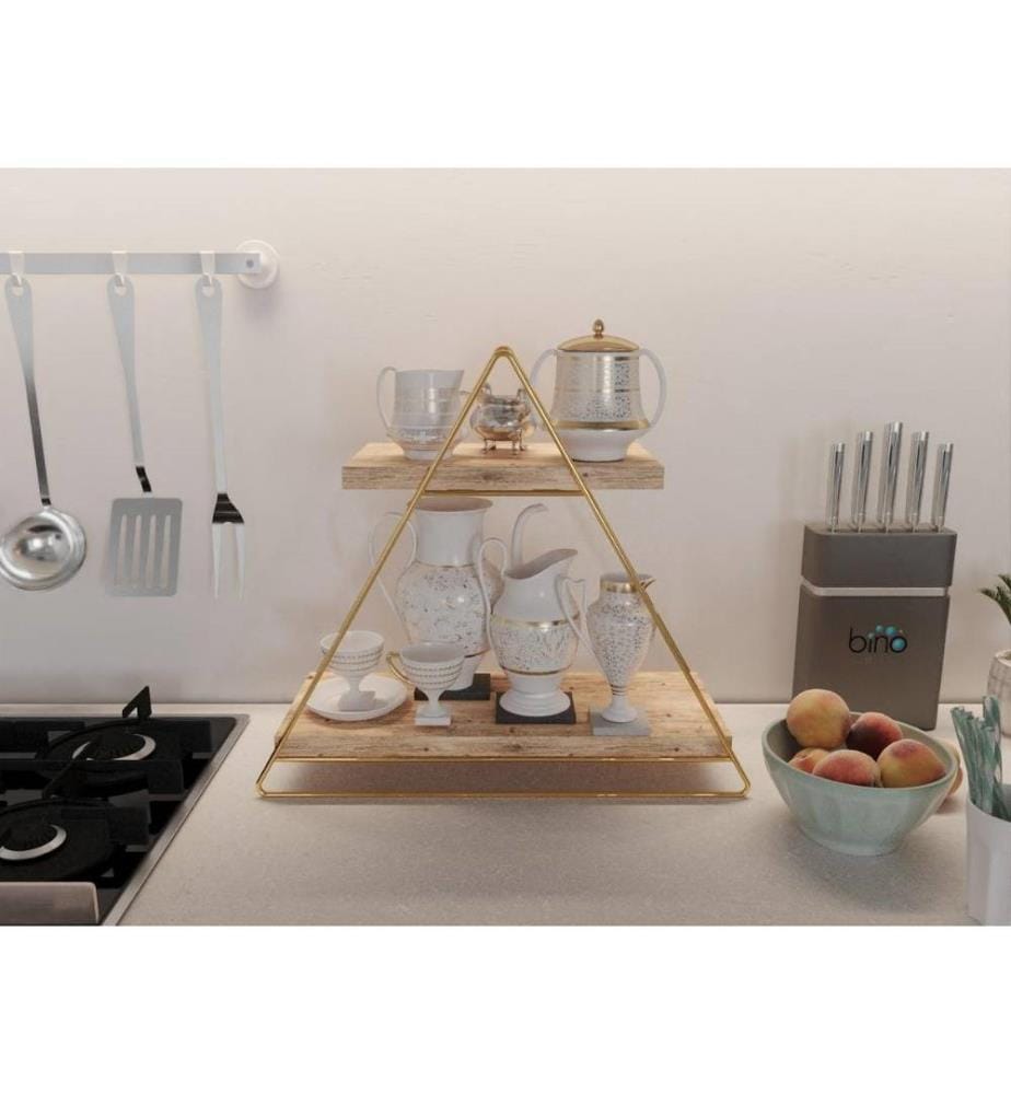 Wall Shelf, Gold Brown, Solid Wood
