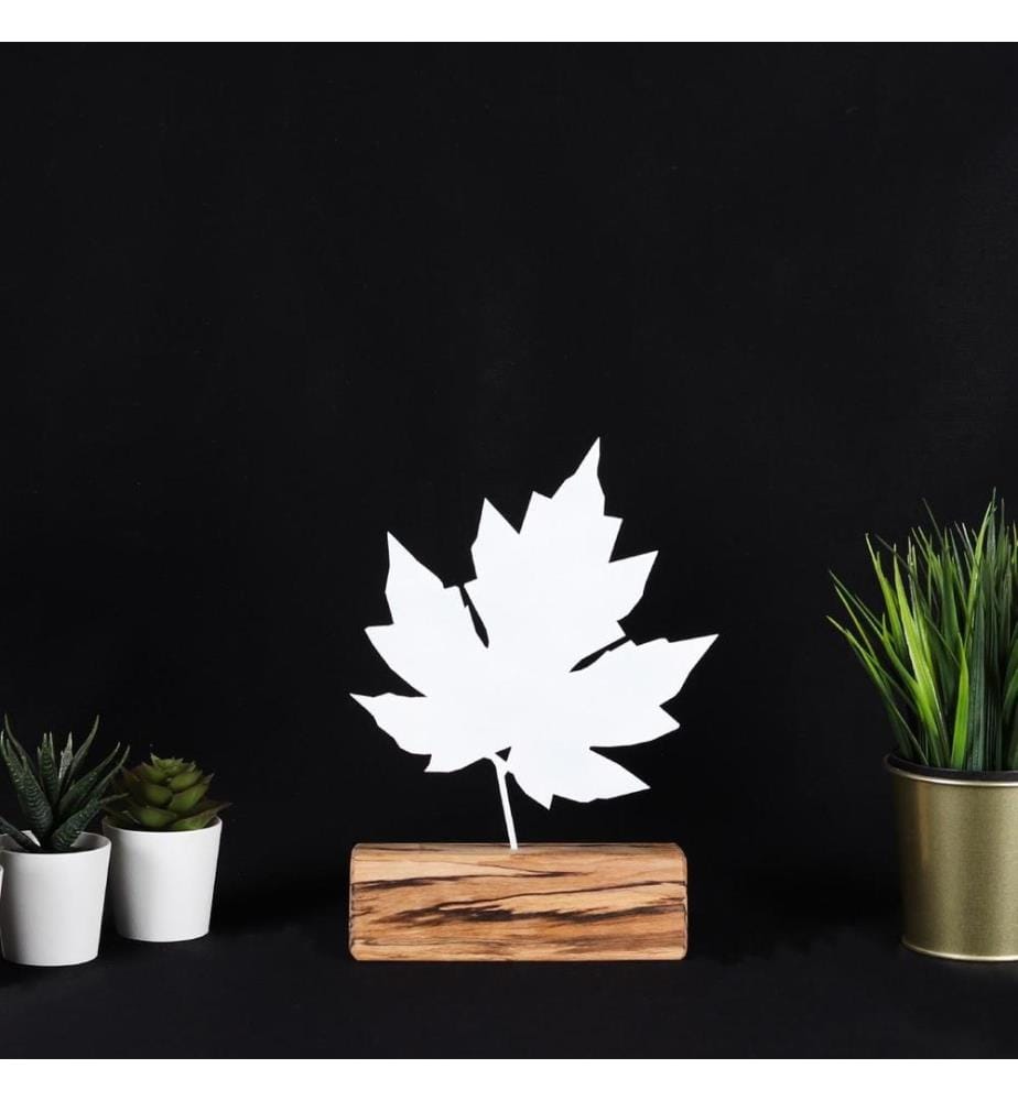Decorative Object, White, Metal, Wood Base