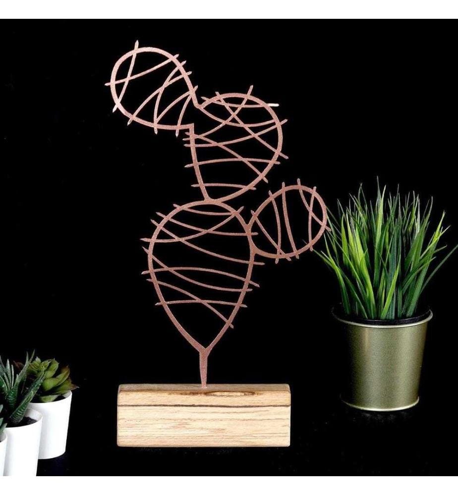 Objet décoratif, bronze, métal, base en bois